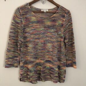 JohnPaulRichard Boho Sweater vibrant multicolored abstract stripes loose knit M